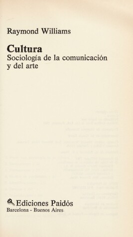 Book cover for Sociologia de La Cultura