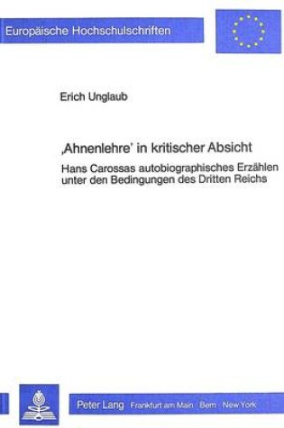 Cover of Ahnenlehre in Kritischer Absicht