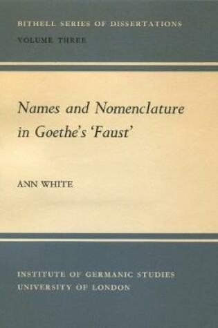 Cover of Names and Nomenclature in Goethe's 'Faust'