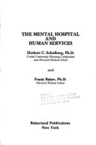 Cover of Mental Hospital and Human Services