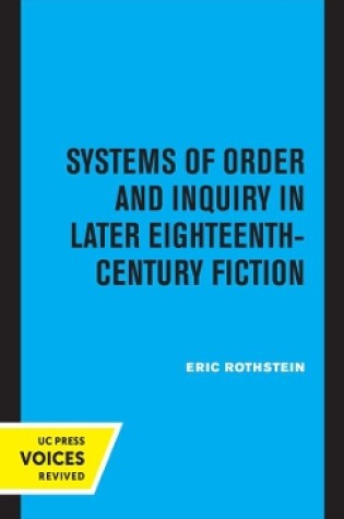 Cover of Systems of Order and Inquiry in Later Eighteenth-Century Fiction