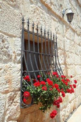 Book cover for A Wrought Iron Window Grille and Red Geraniums Journal