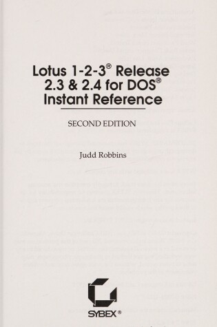 Cover of Lotus 1-2-3 Release 2.3 and 2.4 for DOS Instant Reference
