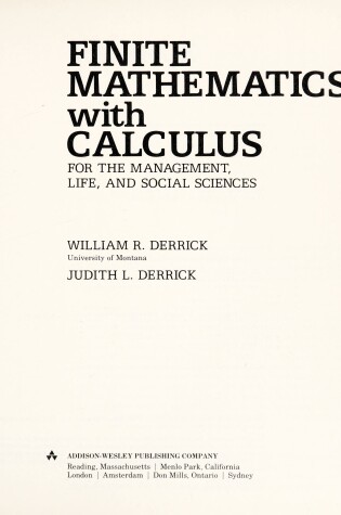 Cover of Finite Mathematics with Calculus for the Management, Life and Social Sciences