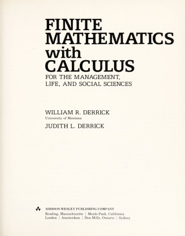 Book cover for Finite Mathematics with Calculus for the Management, Life and Social Sciences