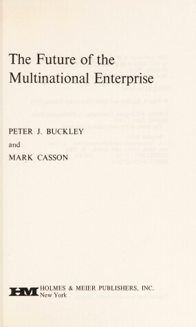 Book cover for The Future of the Multinational Enterprise