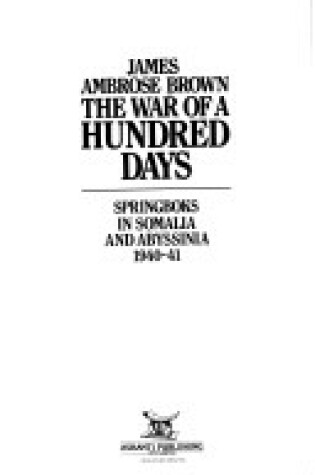 Cover of The War of a Hundred Days