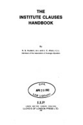 Cover of The Institute Clauses Handbook