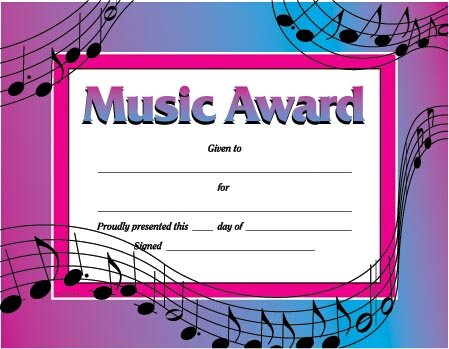 Cover of Music Award Certificate