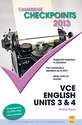 Book cover for Cambridge Checkpoints VCE English Units 3 and 4 2013