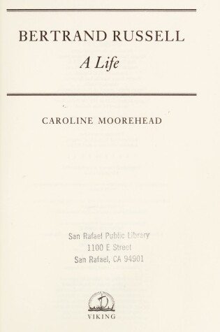 Cover of Moorehead Caroline : Bertrand Russell
