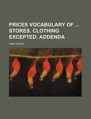 Book cover for Prices Vocabulary of Stores. Clothing Excepted. Addenda