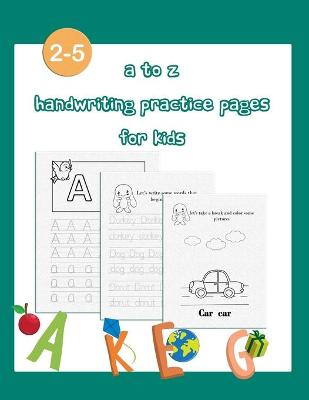 Book cover for a-z handwriting practice pages for kids