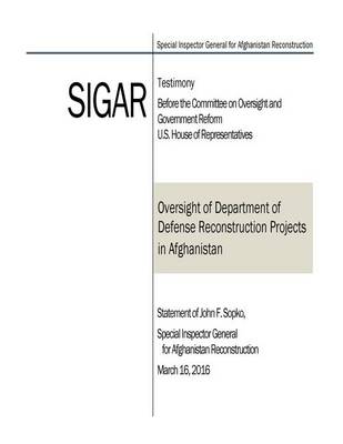 Book cover for Oversight of Department of Defense Reconstruction Projects in Afghanistan