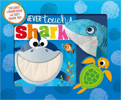 Book cover for Never Touch a Shark Book and Plush