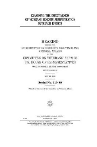Cover of Examining the effectiveness of Veterans Benefits Administration outreach efforts