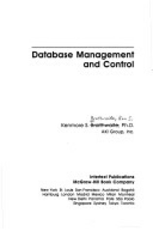 Cover of Data Base Management and Control