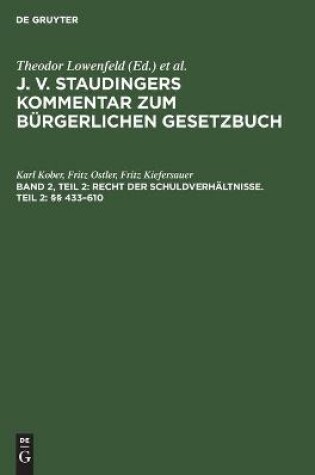 Cover of Recht Der Schuldverhältnisse. Teil 2: §§ 433-610