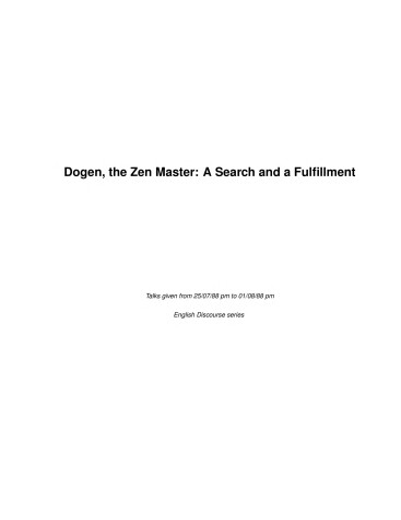 Book cover for Dogen the Zen Master