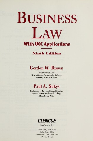 Cover of Business Law with Ucc Applications