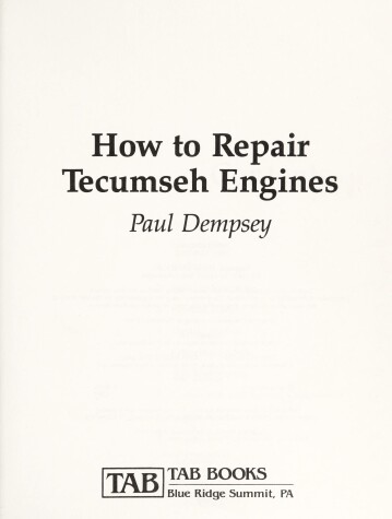 Book cover for How to Repair Tecunseh Engines