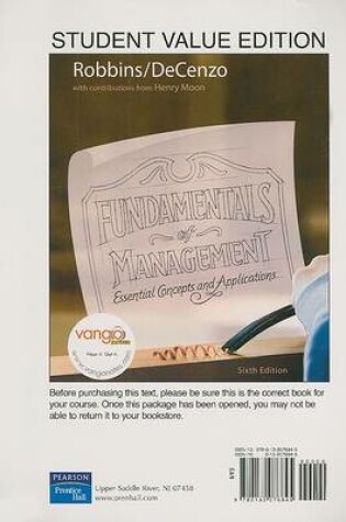 Cover of Fundamentals of Management, Student Value Edition