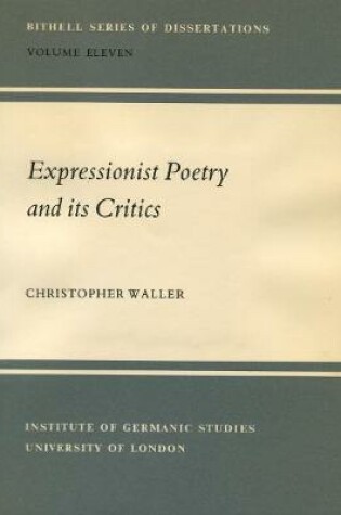 Cover of Expressionist Poetry and its Critics