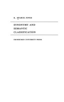 Cover of Synonymy and Semantic Classification