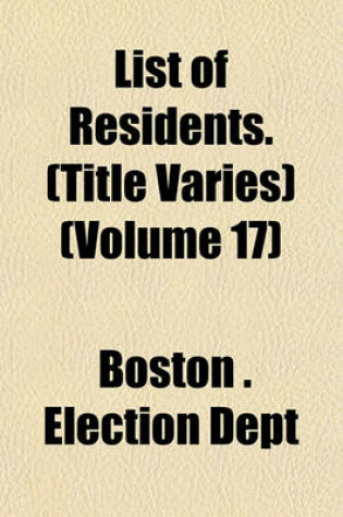 Cover of List of Residents. (Title Varies) (Volume 17)