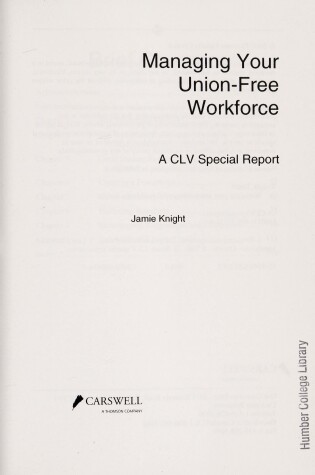 Book cover for Managing Union Free Workforce