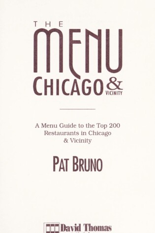 Cover of Menu: Chicago and Vicinity