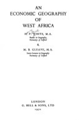 Cover of Economic Geography of West Africa