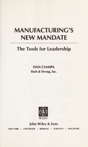 Book cover for Manufacturing's New Mandate