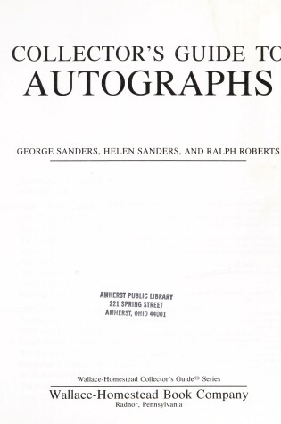 Cover of Collector's Guide to Autographs