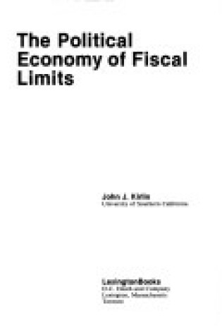 Cover of Political Economy of Fiscal Limits