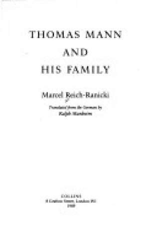 Cover of Thomas Mann and His Family