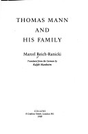 Book cover for Thomas Mann and His Family