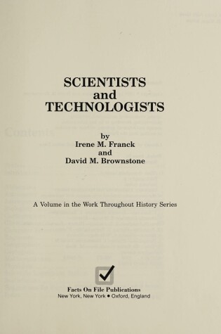 Cover of Scientists and Technologists