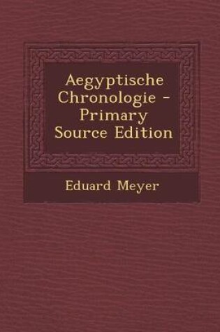 Cover of Aegyptische Chronologie