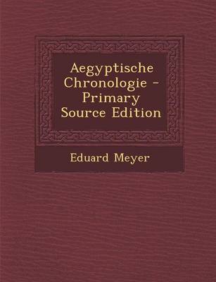 Book cover for Aegyptische Chronologie