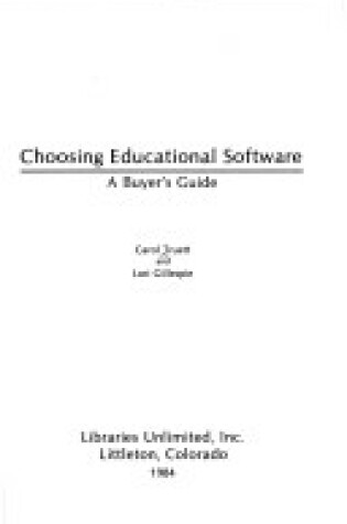 Cover of Choosing Educational Software