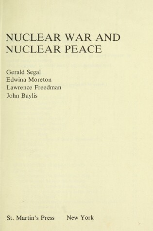 Cover of Nuclear War and Nuclear Peace