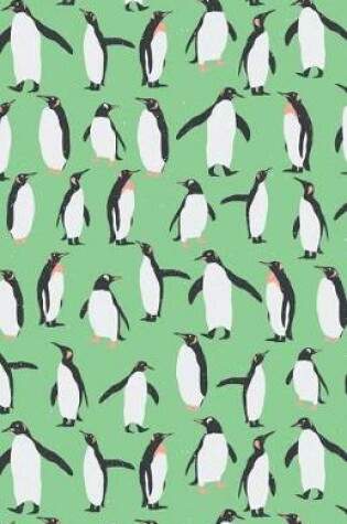 Cover of Journal Notebook Penguins in Snow Winter Pattern - Green