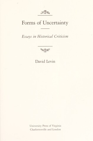 Cover of Forms of Uncertainty