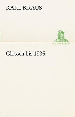 Book cover for Glossen Bis 1936