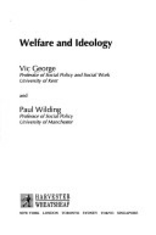 Cover of Welfare & Ideology