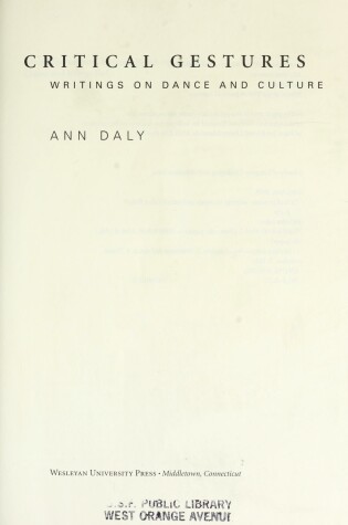 Cover of Critical Gestures