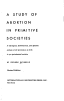 Book cover for A Study of Abortion in Primitive Societies