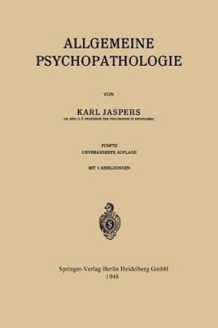Cover of Allgemeine Psychopathologie