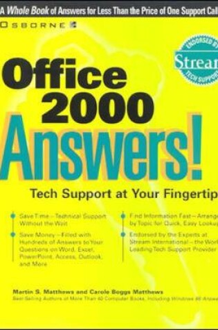 Cover of Office 2000 answers! Tech Support at Your Fingertips